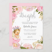 Baby Princess It's a Girl Pink Rose Baby Shower Invitation (Front/Back)
