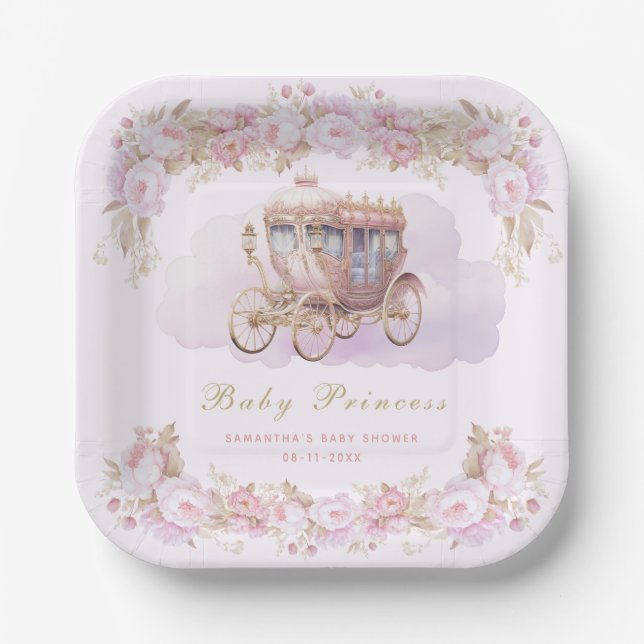 Baby Princess pink Paper Plates (Front)