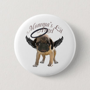 Baby Pug Angel Button