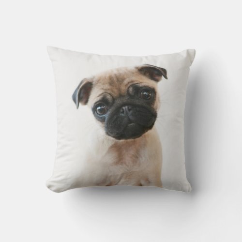 Baby Pug Portrait Throw Pillow