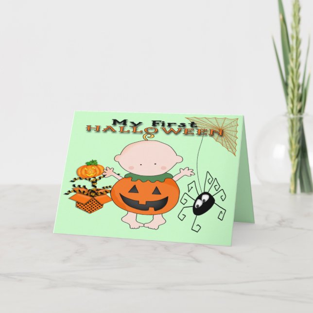 Baby Pumpkin My 1st Halloween Greeting Card (Front)