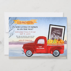 Baby Pumpkin Red Truck Ultrasound Pregnancy Announcement