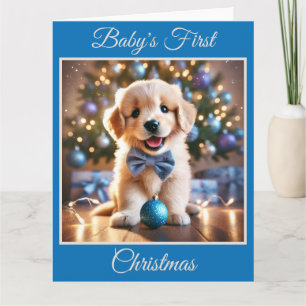 Baby Puppy's First Christmas (Blue) Card