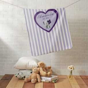 Baby Purple and White Name Elephant  Blanket