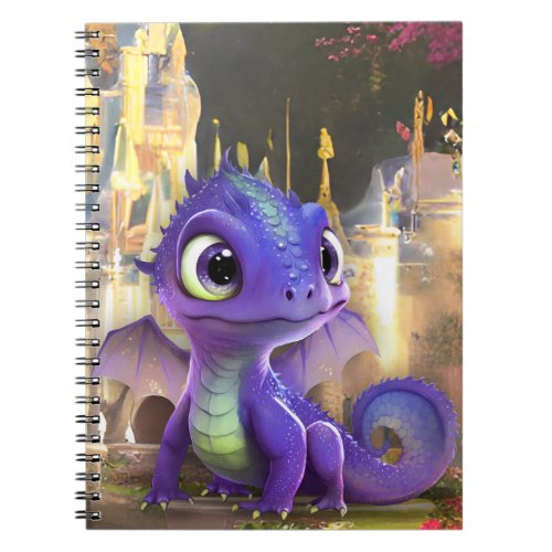 Baby Purple Dragon And Fantasy Medieval Castle Notebook