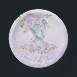 Baby Purple Floral Elephants Twins Baby Shower Paper Plates<br><div class="desc">Personalize this cute baby girl floral elephant baby shower paper plates with your own wording easily and quickly. Simply click the Edit Using Design Tools button to further edit the text, wording, font style, font size, font color, add more text, move or remove some images. Featuring a cute baby elephant...</div>