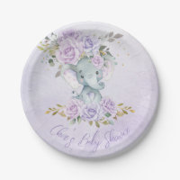 Baby Purple Floral Elephants Twins Baby Shower