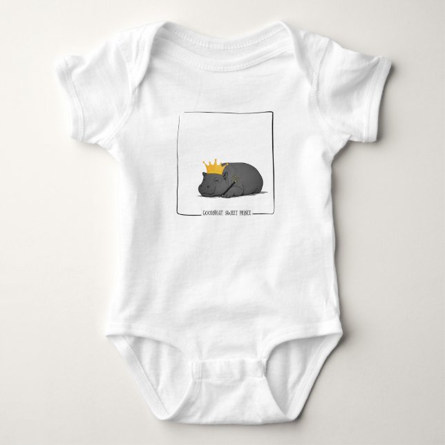 Baby Pygmy Hippo-Goodnight Sweet Prince Baby Bodysuit (Front)