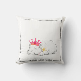 Baby Pygmy Hippo Princess Throw Pillow