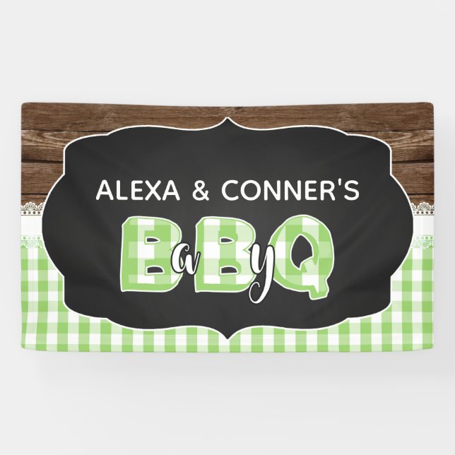 Baby Q Baby Shower Banner - Green (Horizontal)