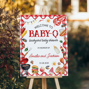 Baby Q Baby Shower BBQ Cookout Welcome Sign