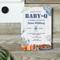 Baby-Q Baby Shower Boy Rustic BBQ Backyard Plaid 