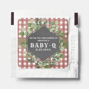 Baby Q Baby Shower Burlap Botanical Gingham Hand Sanitizer Packet
