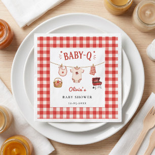 Baby Q Baby Shower Gingham Clothesline & Grill Napkins