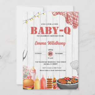 Baby-Q Baby Shower Girl Rustic BBQ Backyard Plaid Invitation