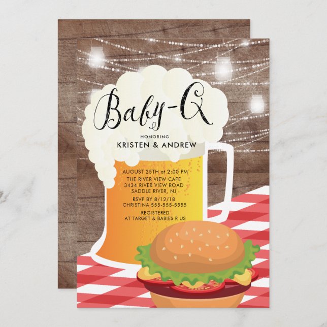 BABY - Q Baby Shower Invitation (Front/Back)