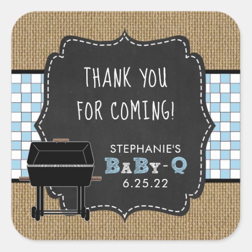 Baby Q baby shower thank you favor sticker BLUE