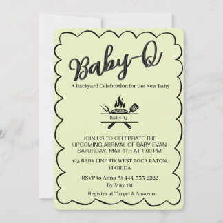 Baby-Q Backyard Baby Shower   BBQ Baby  Invitation