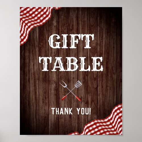 Baby Q Backyard BBQ Baby Shower Gift Table Sign