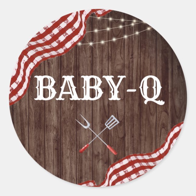 Baby-Q Backyard BBQ Couples Shower Favors Stickers (Front)