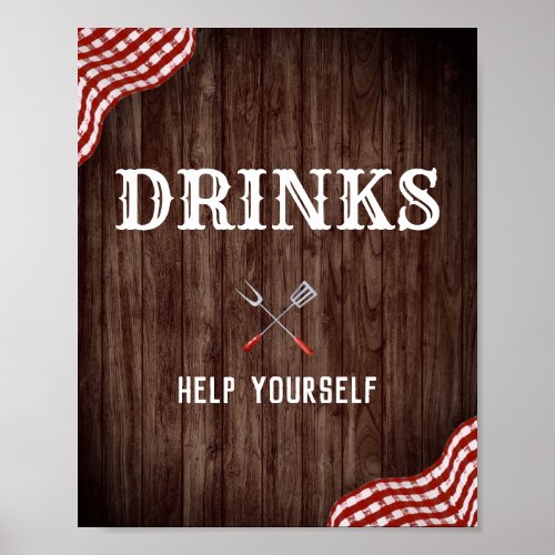 Baby Q Backyard BBQ Decorations Drinks Poster