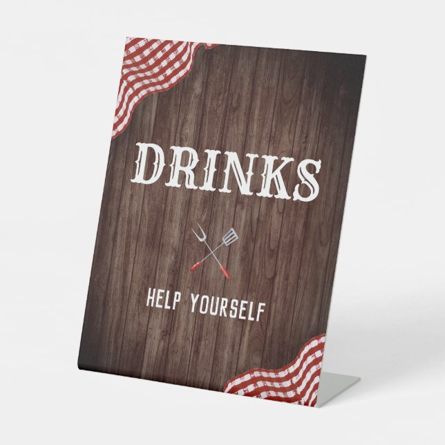 Baby Q Backyard BBQ Decorations Drinks Sign (Front)