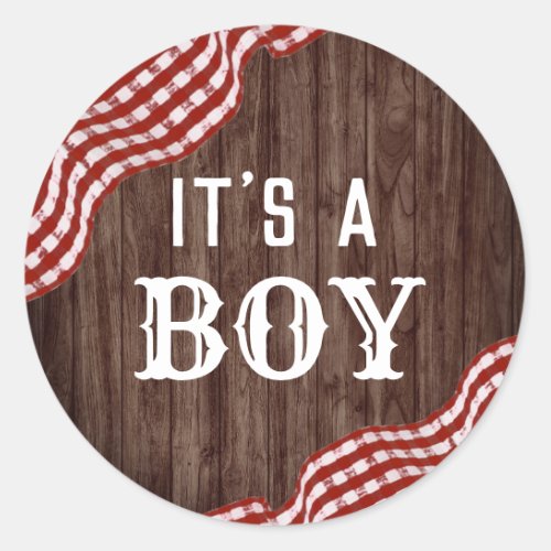 Baby_Q Backyard BBQ Gender Reveal Its A Boy Classic Round Sticker