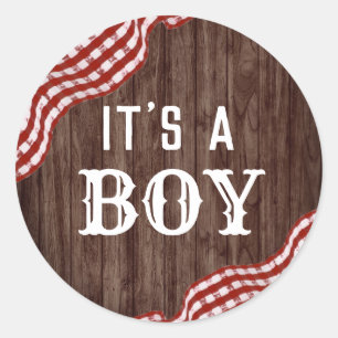 Baby-Q Backyard BBQ Gender Reveal It's A Boy Classic Round Sticker