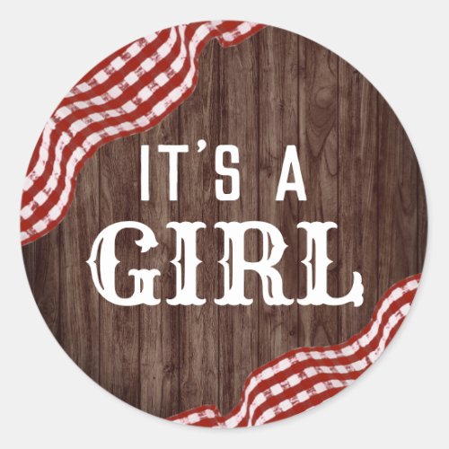 Baby_Q Backyard BBQ Gender Reveal Its A Girl Classic Round Sticker