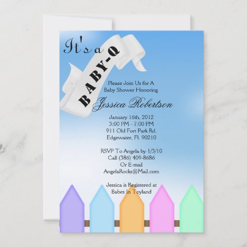 Baby Q Bar_B_Q Shower Cute Invitation