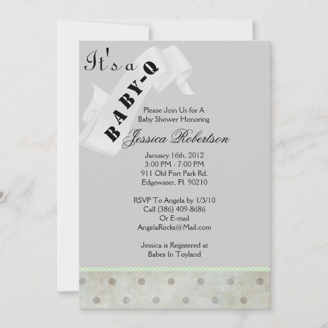 Baby Q Bar-B-Q Shower, Cute Invitation (Front)