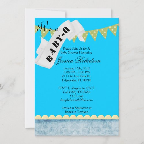 Baby Q Bar_B_Q Shower Cute Invitation