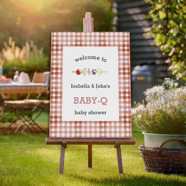 Baby Q Barbecue Baby Shower Welcome Sign (Personalize with your names and choose size, note that some clipping may occur in different sizes)
