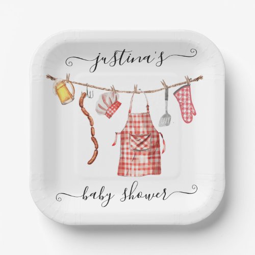 Baby_Q barbecue Clothesline Baby Shower Paper Plates