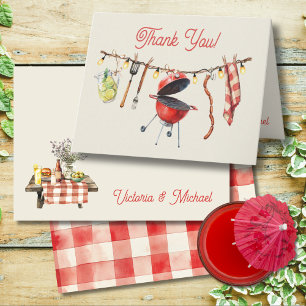 Baby Q Barbecue clothesline thank you note Card