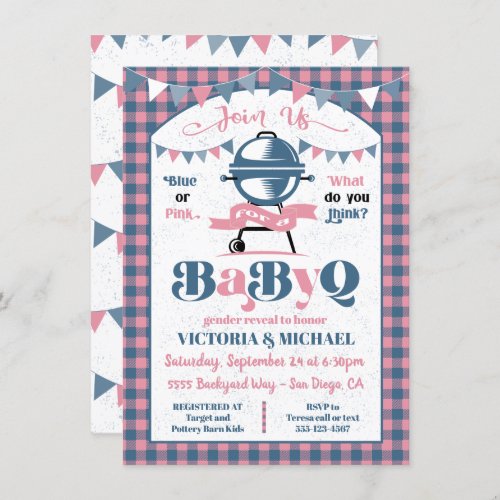 Baby Q Barbecue Gender Reveal Shower Invitation