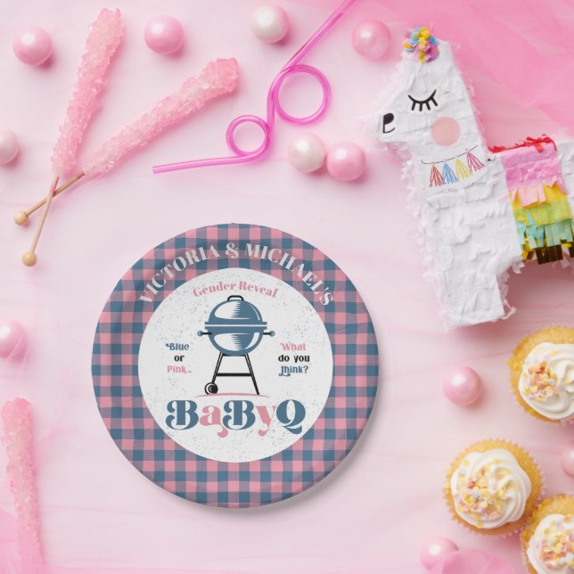 Baby Q Barbecue Gender Reveal Shower Paper Plates (Party)