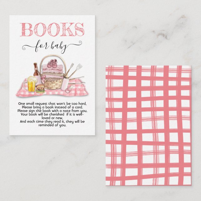 Baby Q Barbecue Shower Pink Books for Baby card (Front/Back)