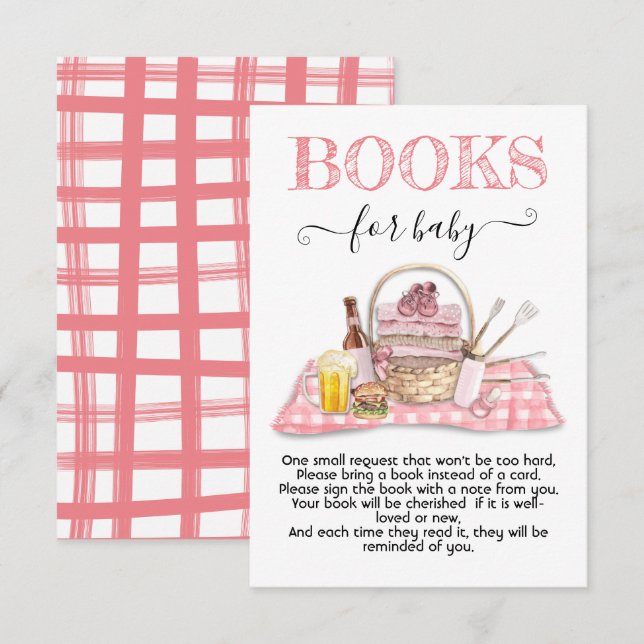 Baby Q Barbecue Shower Pink Books for Baby card (Front/Back)