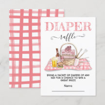Baby Q Barbecue Shower Pink Diaper Raffle card