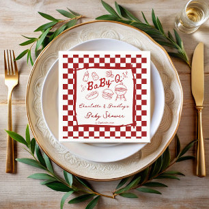 Baby q barbeque red checks baby shower napkins
