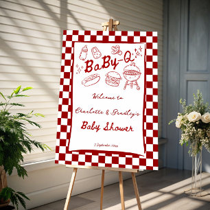 Baby q barbeque red checks baby shower welcome foam board