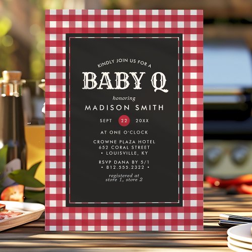 Baby Q Barbeque Red Summer Country Baby Shower Invitation