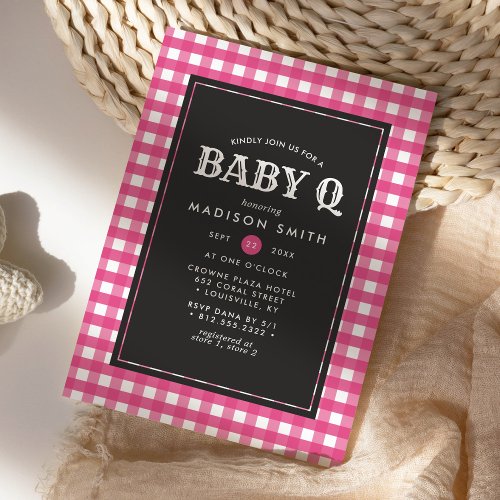 Baby Q Barbeque Rustic Country Baby Shower Invitation