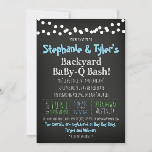 BaBy_Q BBQ Baby Boy Shower Invitation Book Card