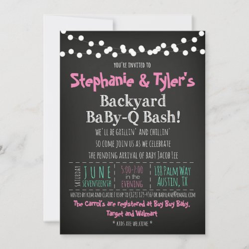 BaBy_Q BBQ Baby Girl Shower Invitation Book Card