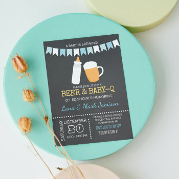 Baby-q Bbq Baby Is Brewing Boy Invitation by allpetscherished at Zazzle