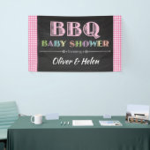 Baby Q BBQ Baby Shower Banner Pink | Zazzle