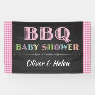 Baby Q BBQ Baby Shower Banner Pink