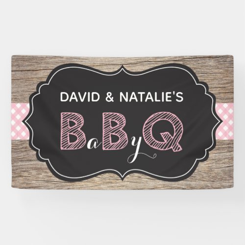 Baby Q BBQ Baby Shower Banner Pink